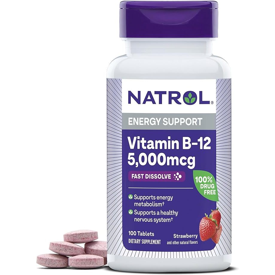 Natrol, Vitamin B-12, Fast Dissolve, Maximum Strength, Strawberry, 5,000 mcg, 100 Tablets