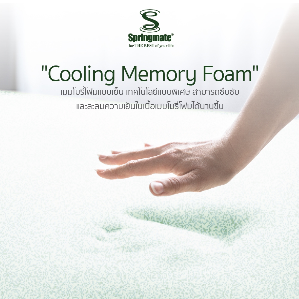 Springmate Cooling memory topper ที่นอนเพื่อสุขภาพ ที่รองนอน ท๊อปเปอร์เมมโมรี่โฟมแบบเย็น หุ้มผ้าเย็นนาโนคูล ราคา ถูกที่สุด ดีลบีเคเค แกลเลอรีภาพที่ 2