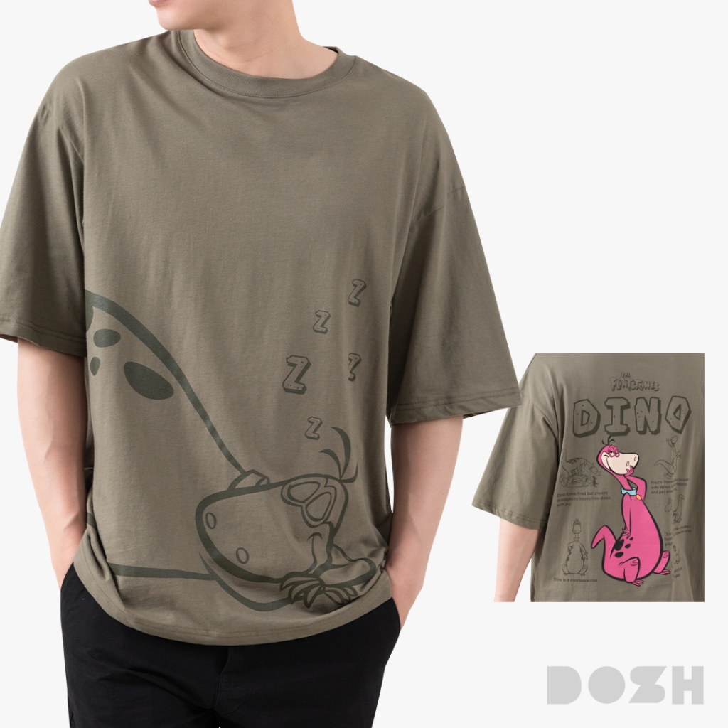 DOSH OVERSIZED T-SHIRTS THE FLINTSTONES เสื้อยืดโอเวอร์ไซส์ DFTMT5020-GR