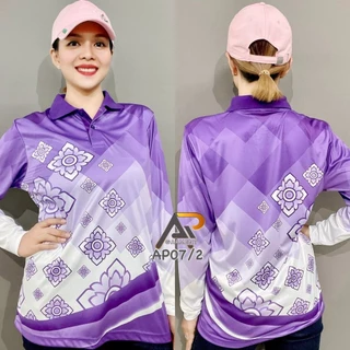 เสื้อโปโลแขนยาวพิมพ์ลายไทย AP07/2 หญิง (เอวเว้า)