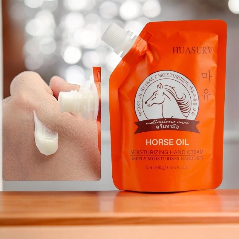 HUASURV HORSE OIL น้ำมันม้าสกัด ครีมทามือ ครีมบำรุงมือให้ความชุ่มชื้น อ่อนนุ่ม เรียบเนียนและอ่อนโยน ขนาด 100 g.