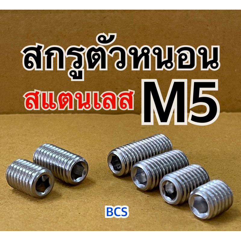 M5 (เบอร์8) สกรูตัวหนอนสแตนเลส หัวหกเหลี่ยม