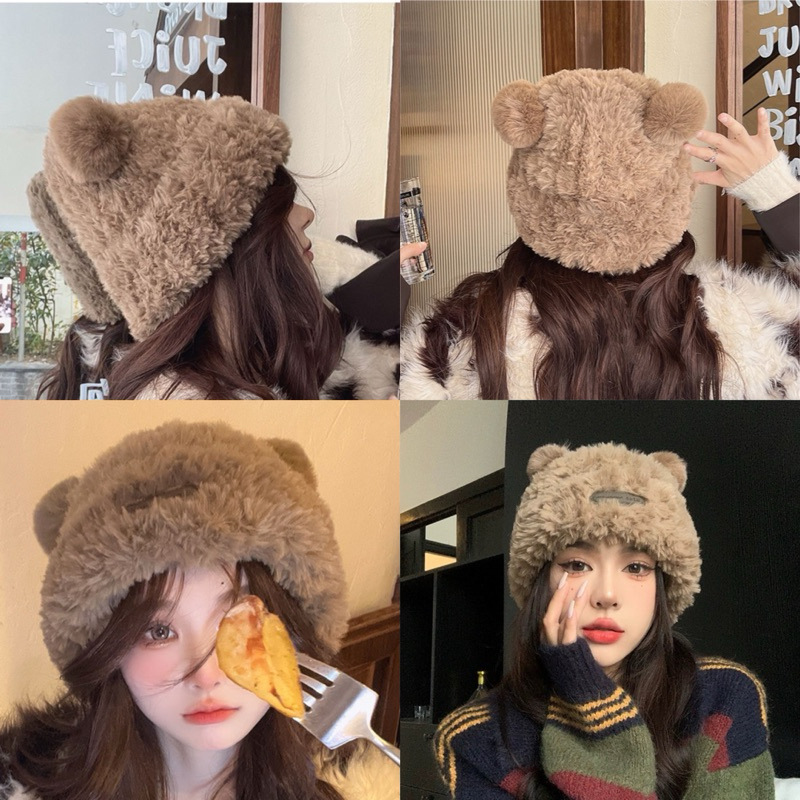 (NJ) หมวกกันหนาว ทรงบินนี่ ขนฟูนุ่ม (หูหมี) - รูปที่ 4