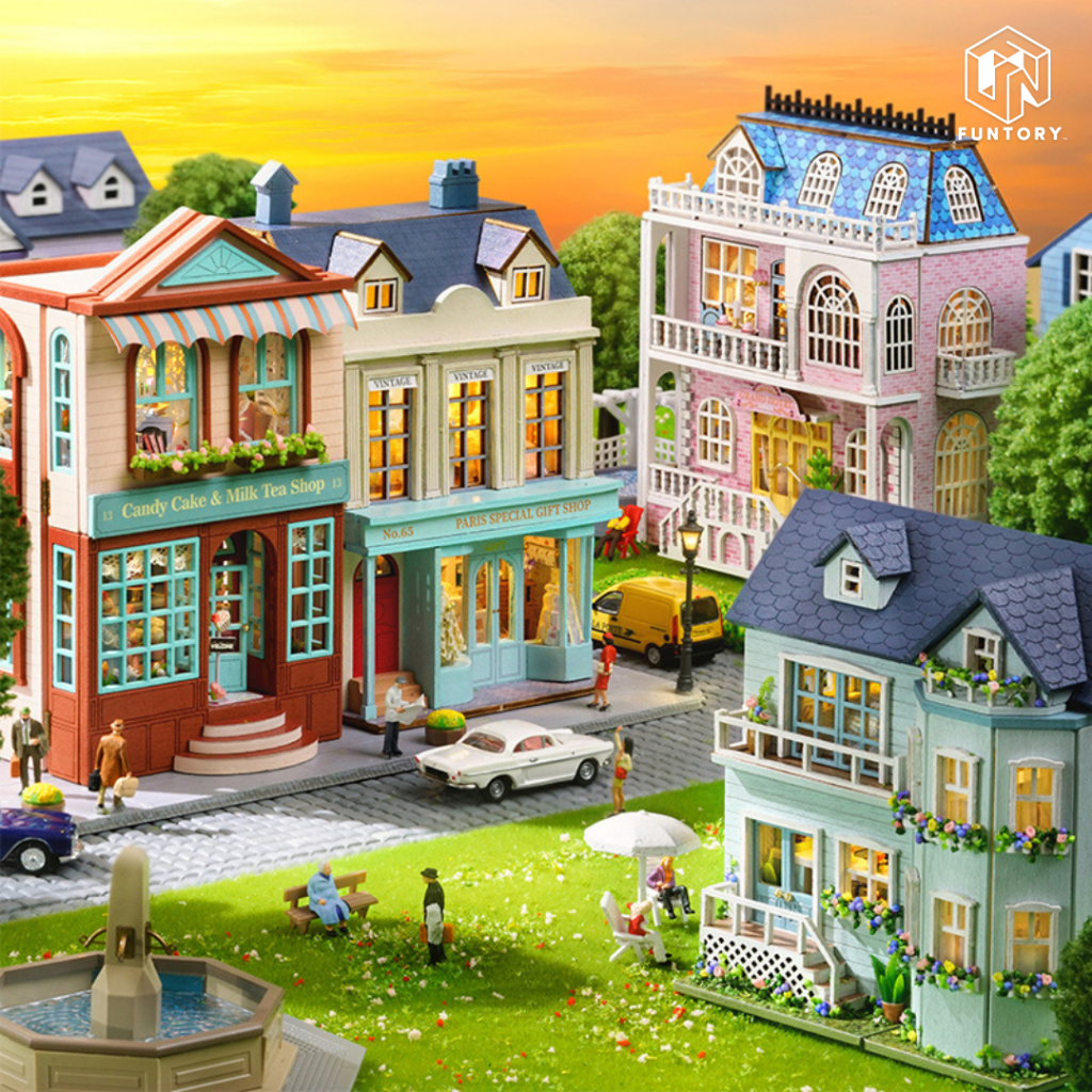 [พร้อมส่ง] บ้านตุ๊กตา ประกอบเอง DIY รุ่น Mini House คู่มือ EN แถมอุปกรณ์ประกอบ เปิดไฟได้ CUTE ROOM