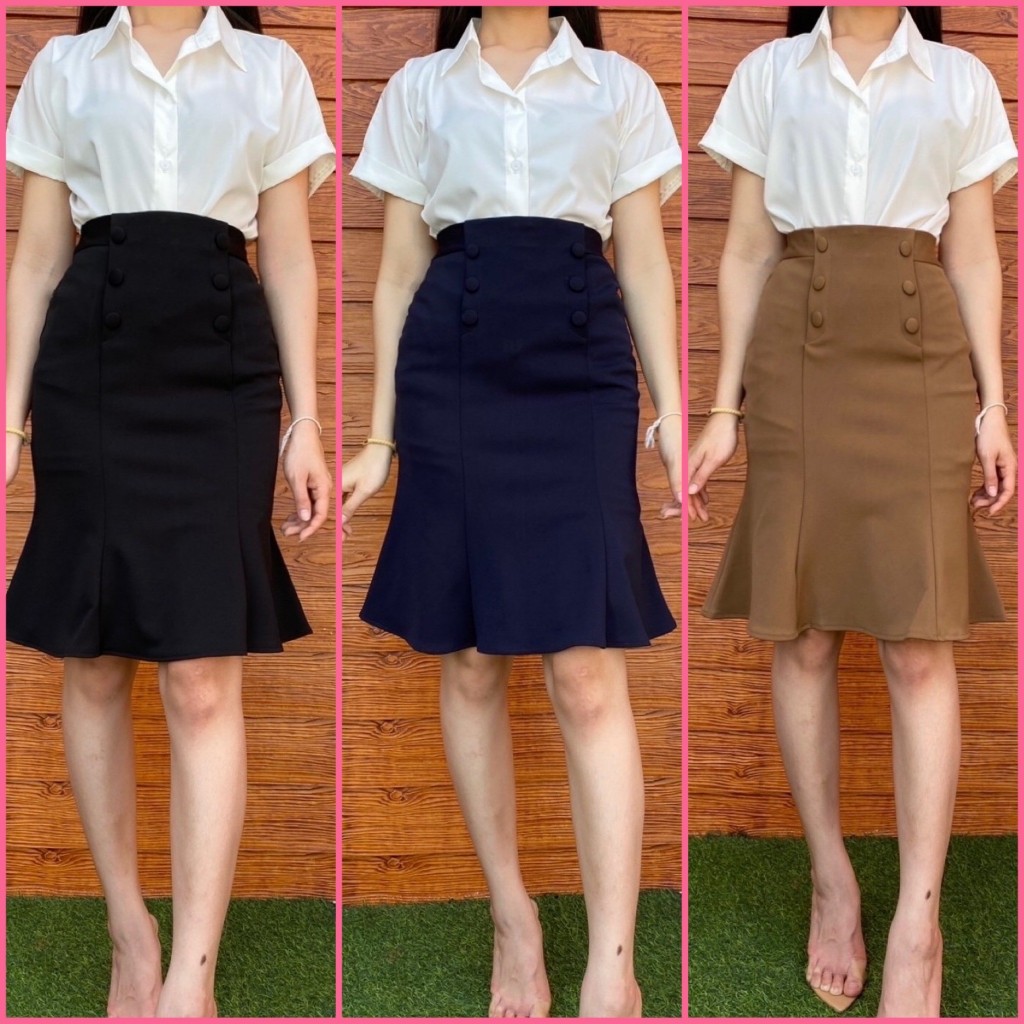 🌷กระโปรงผ้าโรเชส รุ่น FI ทรงหางปลา ยาว 24 นิ้ว🌷