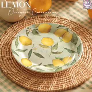 Violet Flamingo เซ็ตจานชามเซรามิค รุ่น Lemon Delight จานชามลายลูกเลมอนแสนน่ารัก เข้าไมโครเวฟได้