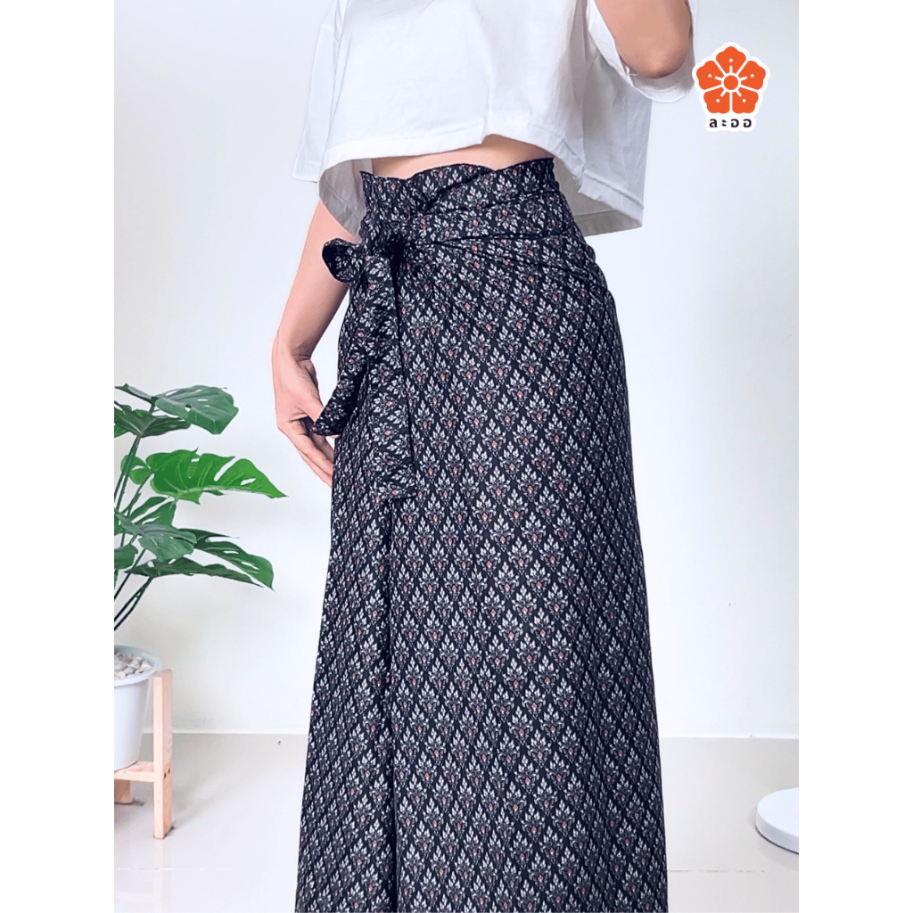 กางเกงเล ลายไทย ผ้าไทย กางเกงขายาว ขาก๊วย  ใส่อยู่บ้าน ใส่นอน ใส่สบาย ชุดเที่ยวทะเล ผ้านิ่ม ฟรีไซส์