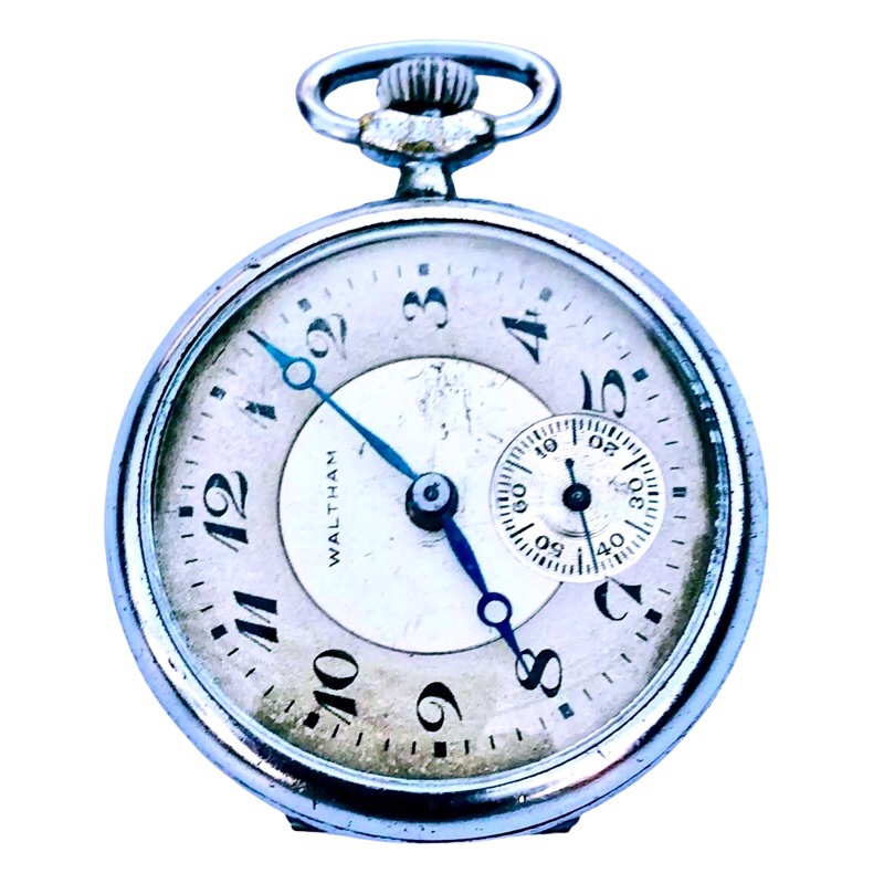 นาฬิกาพกมือสอง WALTHAM POCKET WATCH MASS. 15 JEWELS  หน้ากระเบื้องไขลาน เป็นนาฬิกาสะสมที่หายากมาก