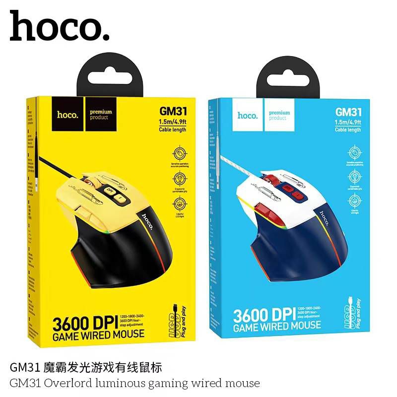 Hoco GM31 ไมโครโฟน แบบก้านยาวไฟ LED 7สี สำหรับ Gaming; YouTbe;Skype; podcasting