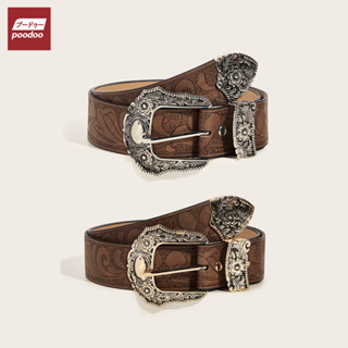poodoo VINTAGE STYLE BELT เข็มขัดหนัง PU แฟชั่น ย้อนยุค คาวบ…