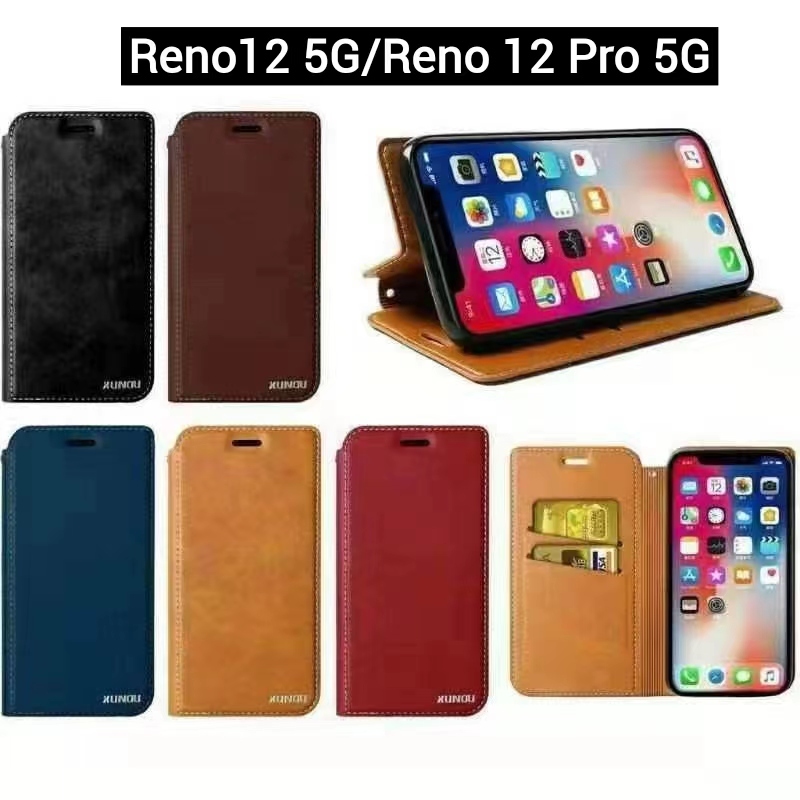 OPPO A3 5G/4G/OPPO A3X/A3 Pro 5G/Reno 12F 5GเคสฝาพับReno12 5G/Reno 12 Pro 5Gเคสกระเป๋าเปิดปิดแบบแม่เหล็ก เก็บนามบัตรได้