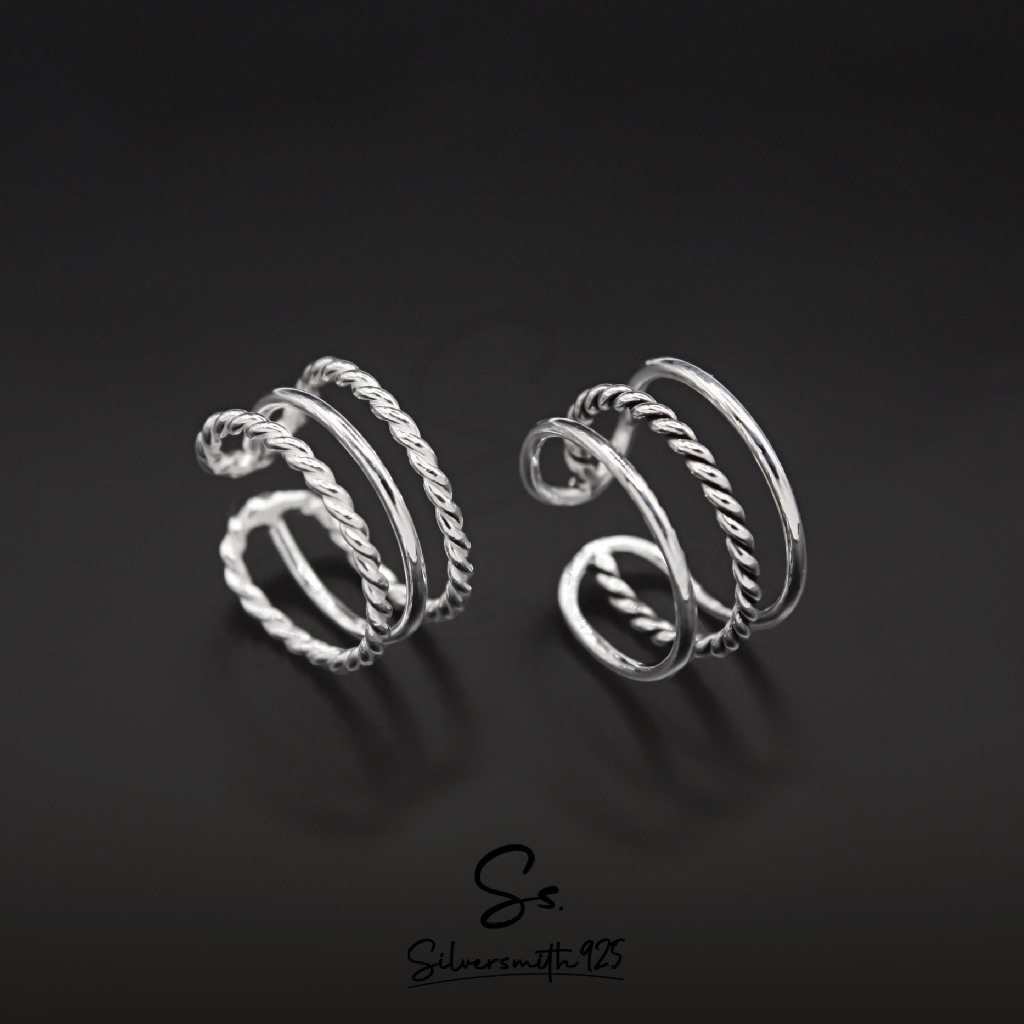 Earcuff Unisex ต่างหูหนีบ เงินแท้925 คุณภาพดีเยี่ยม ไม่ต้องเจาะหู
