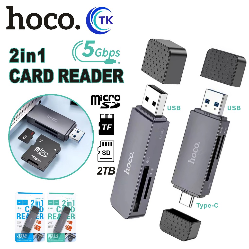 HOCO HB45 การ์ดรีดเดอร์ Type-C / USB 3.0 ความจุสูงสุด 2TB อ่าน SD / TF Card Reader