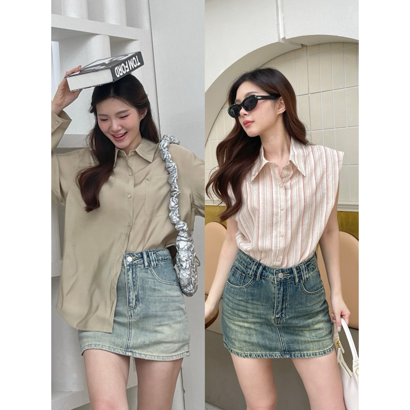 Lady Denim skirt กระโปรงยีนส์สั้น พร้อมส่ง