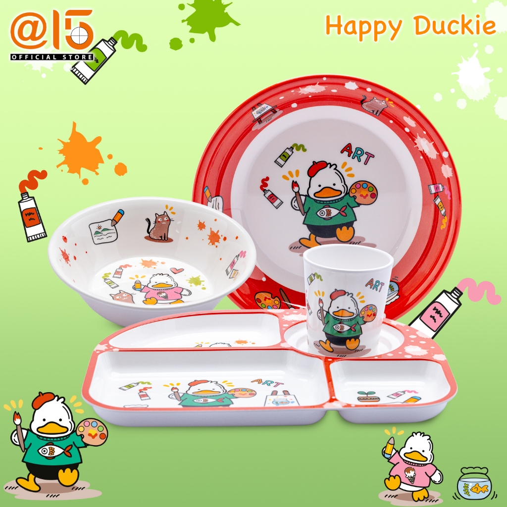 จานและชามสำหรับเด็ก ลาย Happy Duckie (แฮปปี้ ดัคกี้) แบรนด์ Srithai Superware at fifteen