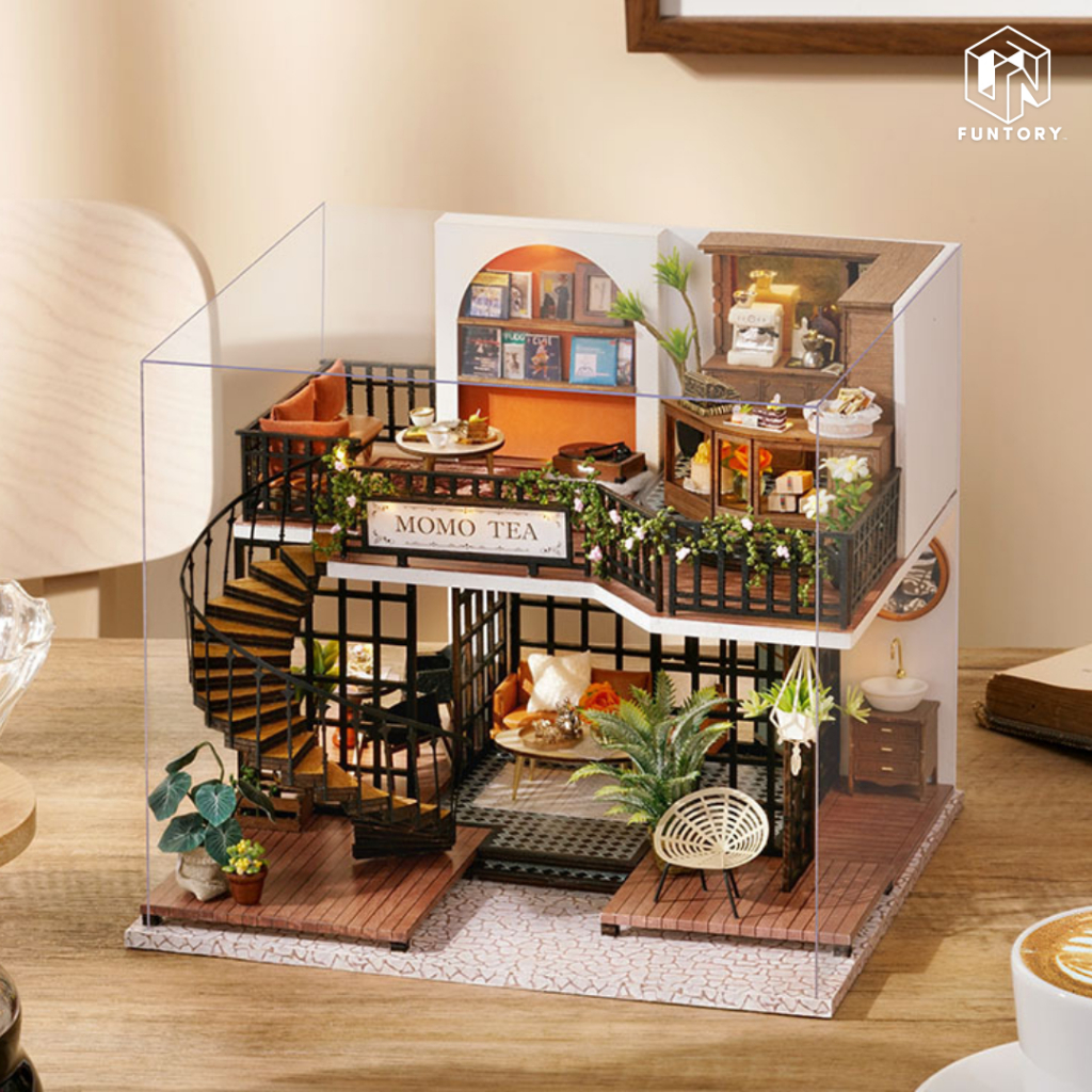 🌲 พร้อมส่ง EN.ver 🍃 Funtory บ้านตุ๊กตา DIY Forest Tea Shop ของเล่น ของขวัญ CUTE ROOM LV-001