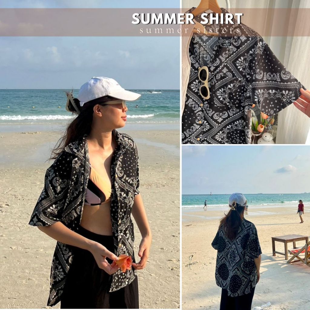 Summer Shirt - เสื้อเชิ้ตทรงโอเวอร์ไซส์ unisex ใส่ได้ทั้งชายหญิง ทำไซส์เผื่อมาให้แล้ว ผ้าไหมอิตาลี เนื้อนิ่มลื่น