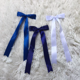 🎀 ( >10 สี ) โบว์กิ๊บโบว์เส้นสำเร็จรูป (กว้าง 7-8 cm) หางยาว โบว์ติดผมเด็กนักเรียน *กิ๊บปากเป็ด*