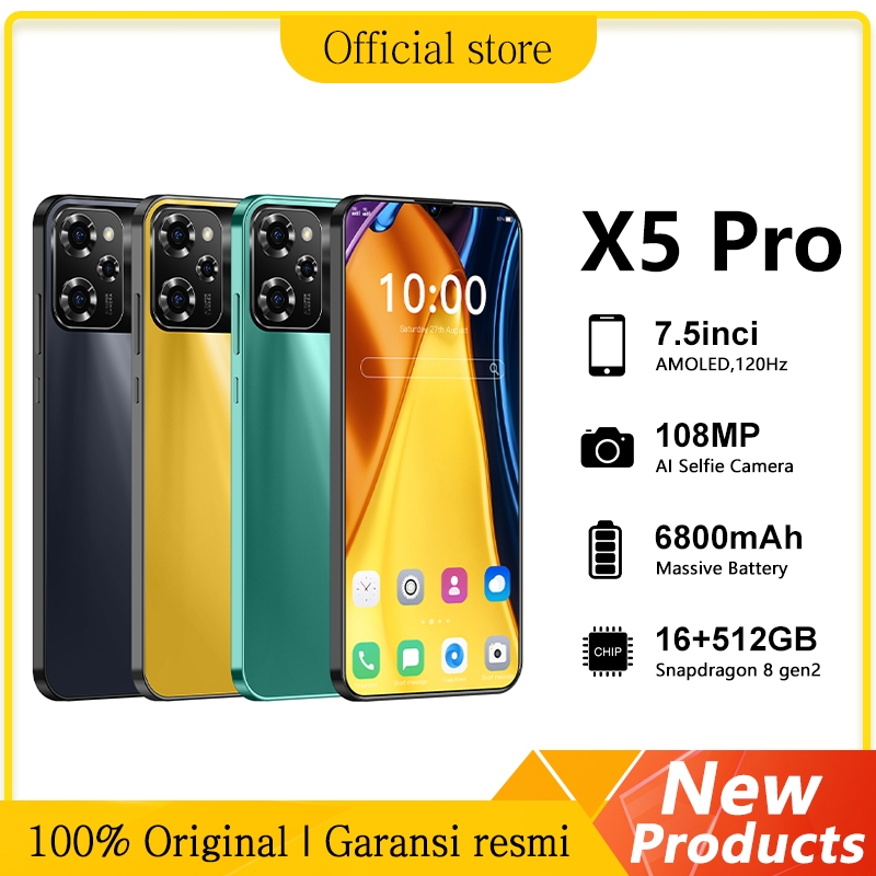 【COD】X15 Pro โทรศัพท์ 7.5inch มือถือ 16+512GB โทรศัพ 6800mAh 108MP กล้อง smartphone สมาร์ทโฟน โทรสับ