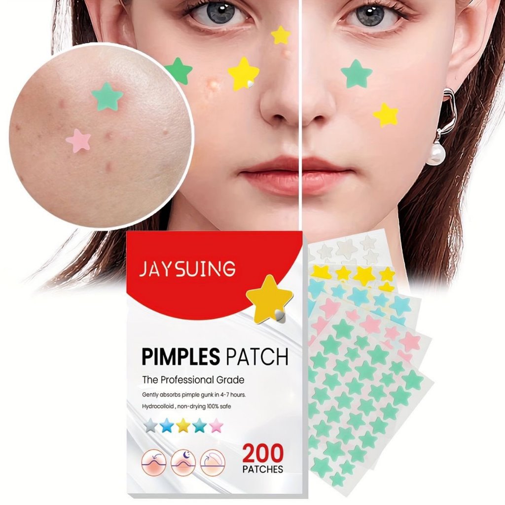JAYSUING PIMPLES PATCH แผ่นแปะสิว ซ่อมแซม ซึมซับสิวอย่างอ่อนโยน 200 PATCHS