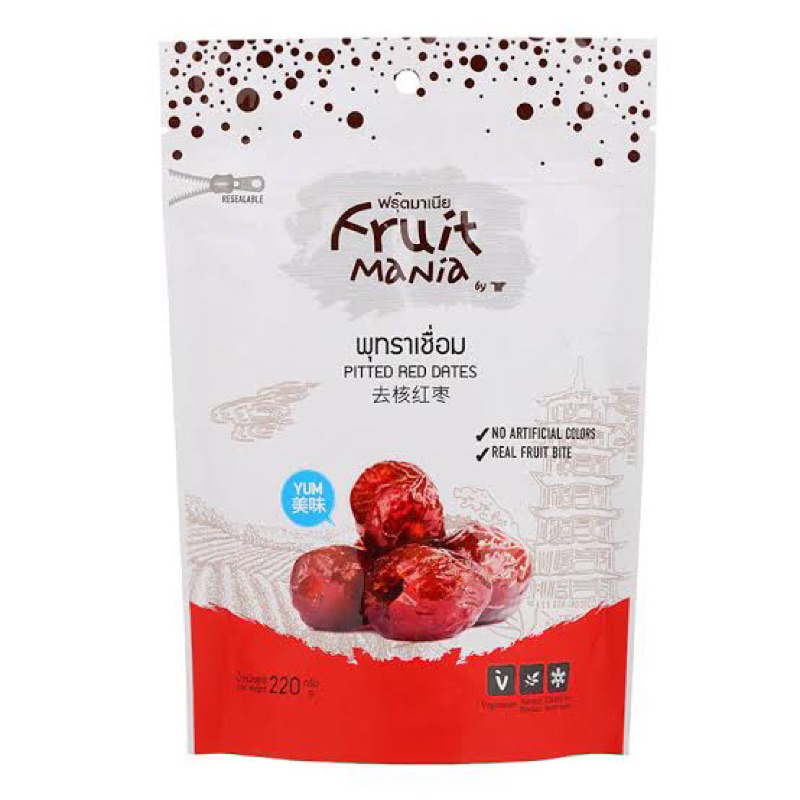 ฟรุ๊ตมาเนีย พุทราเชื่อม 220 กรัม fl Pitted red dates fruit mania