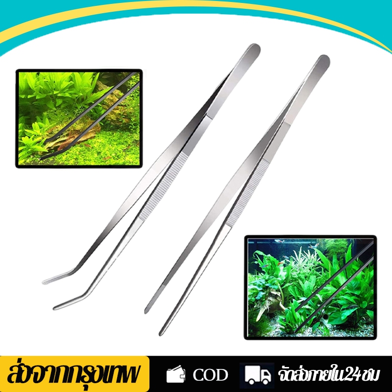 ฟอร์เซป Long Forceps แบบตรง/งอ แหนบจัดตู้ปลา อุปกรณ์จัดตู้ไม้น้ำ สำหรับปลูกพืชน้ำ คีบอาหาร