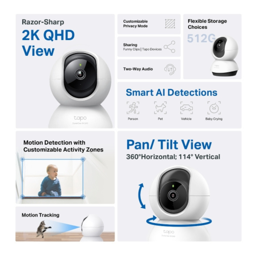 Pan/Tilt AI Home Security Wi-Fi Camera | Tapo C220