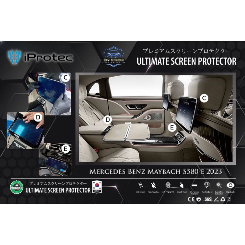 iProtec ฟิล์มกันรอยหน้าจอภายใน NANO GLASS 9H รุ่น Mercedes-Benz MAYBACH S580 E2023 ป้องกัน คมชัด สัม