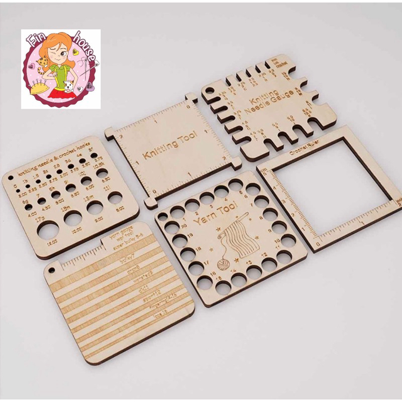 แผ่นวัดขนาดเข็มถักนิตติ้ง Knitting Needle Gauge ไม้บรรทัดวัดขนาดเข็มถักโครเชต์ ไม้บรรทัดวัดเข็มถัก