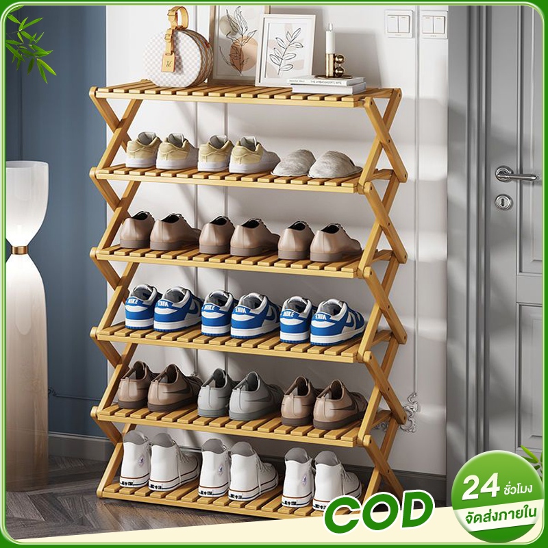 ประหยัดพื้นทีชั้นวางรองเท้า shoes shelf รูปตัวxพับได้ ชั้นวางรองเท้า วางรองเท้าได้หลายคู่