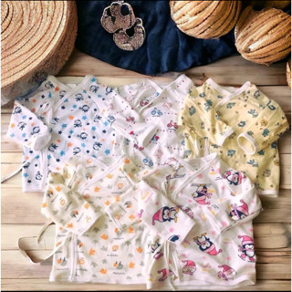*แพ็ค3ตัว เสื้อผูกหน้าแขนยาว แรกเกิด-3เดือน ทารก เด็กหญิง เด…