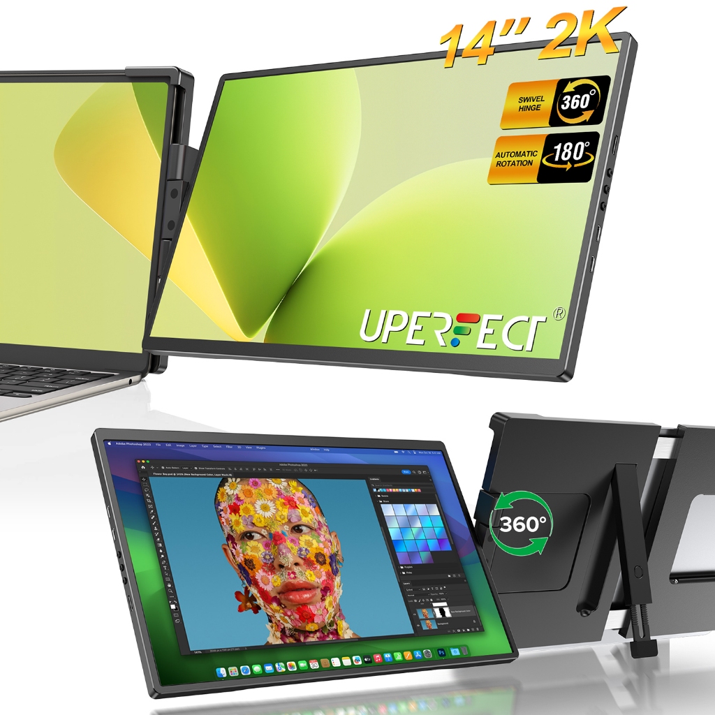 UPERFECT 2K  Portable Monitor จอพกพา ขยายจอแล็ปท็อป[Local delivery]  14inch  For Laptop | Attachable