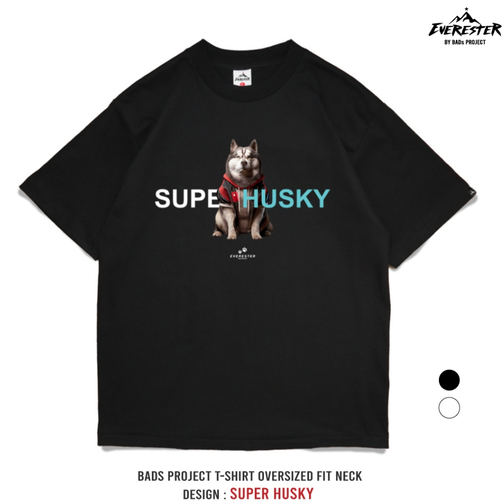 EVERESTER เสื้อคอฟิต อก 44"- 52" Heavy Cotton / เสื้อยืดผู้ชาย Oversized รุ่น Husky ดำ ขาว / EXP