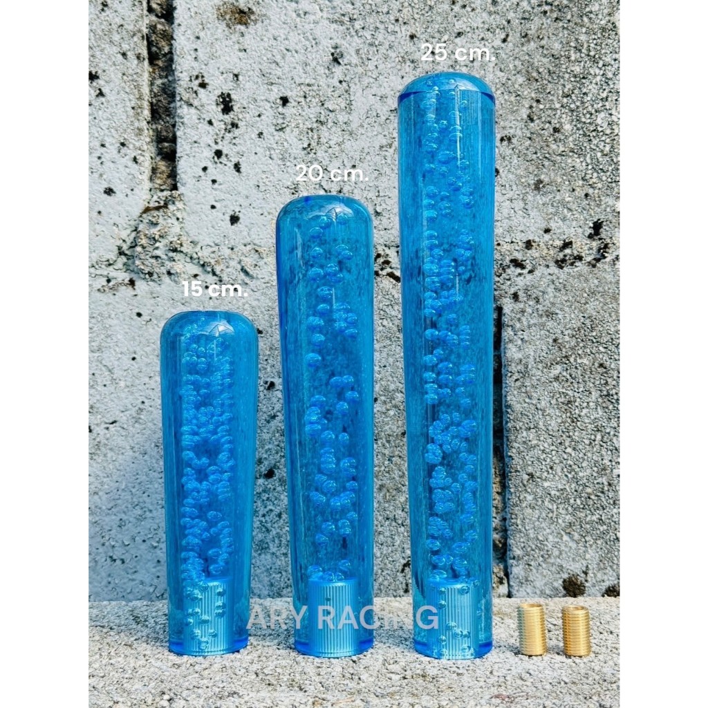 หัวเกียร์คริสตัล แบบเกลียว (สีฟ้า) มี 3 ขนาด 15cm/20cm/25cm ใส่ได้ทุกรุ่น รถเก๋ง รถกระบะ รถบรรทุก (ยกเว้นเกียร์ออโต้แบบ