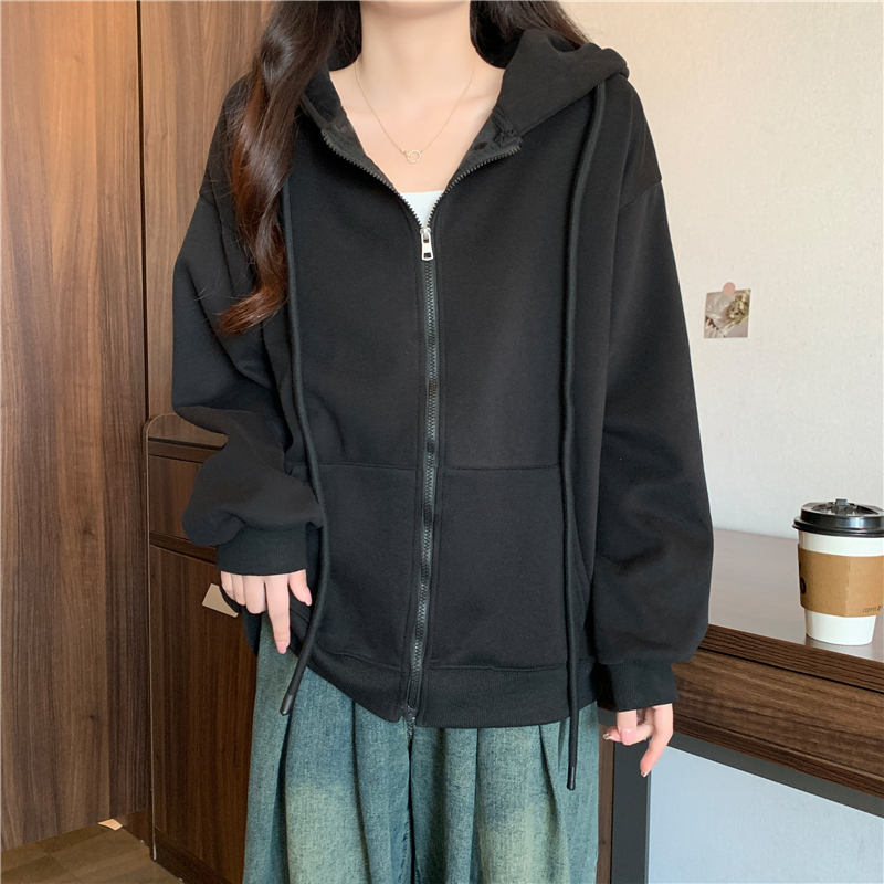 ยอดนิยมในเกาหลี  เสื้อกันหนาวมีฮู้ด  คาร์ดิแกนซิปแขนยาว M-2XL ราคา ถูกที่สุด ดีลบีเคเค แกลเลอรีภาพที่ 2
