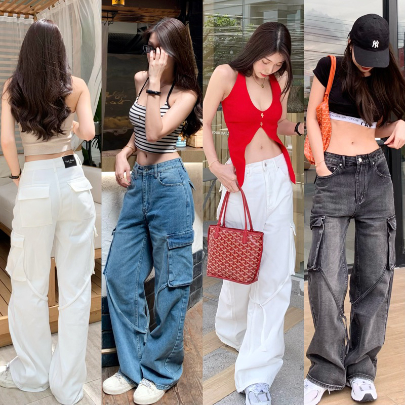 Into jeans 1290.- กางเกงยีนส์คาร์โก้ ดีไซน์สวย เท่ ใส่สบาย รุ่นนี้ผลิตโดยใช้เนื้อผ้ายีนส์เกรดดีที่สุด