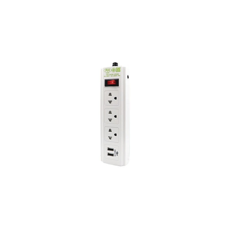 DATA ปลั๊กไฟ ดาต้า 3 ช่อง  1 สวิตช์ 2 USB สาย 3 เมตร ปลั๊กพ่วง ปลั้กไฟ มอก แท้ ปลั๊กสามตา ปลั๊กไฟ รางปลั๊กไฟ มาตรฐาน มอก