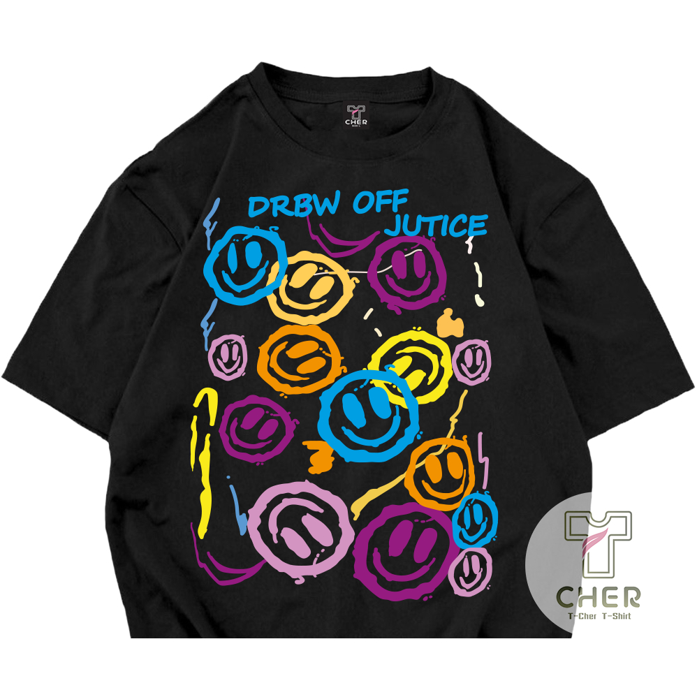 เสื้อยืดสกรีน ลาย ยิ้มหลายๆสี ผ้า cotton100% ใส่ได้ทั้งหญิงและชาย