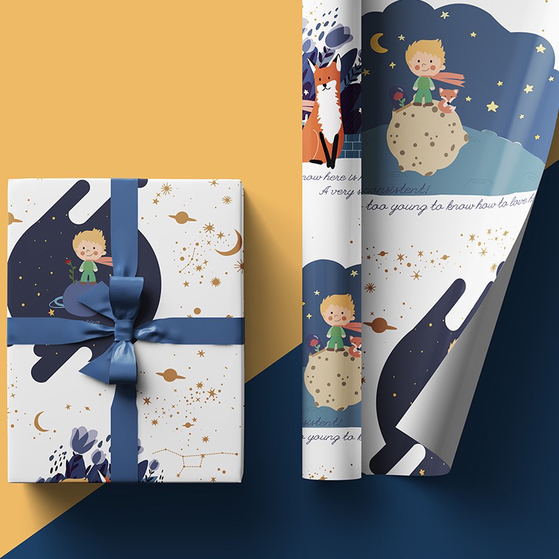 กระดาษห่อของขวัญ ลายเจ้าชายน้อย little Prince นักบินอวกาศ 小王子包装纸
