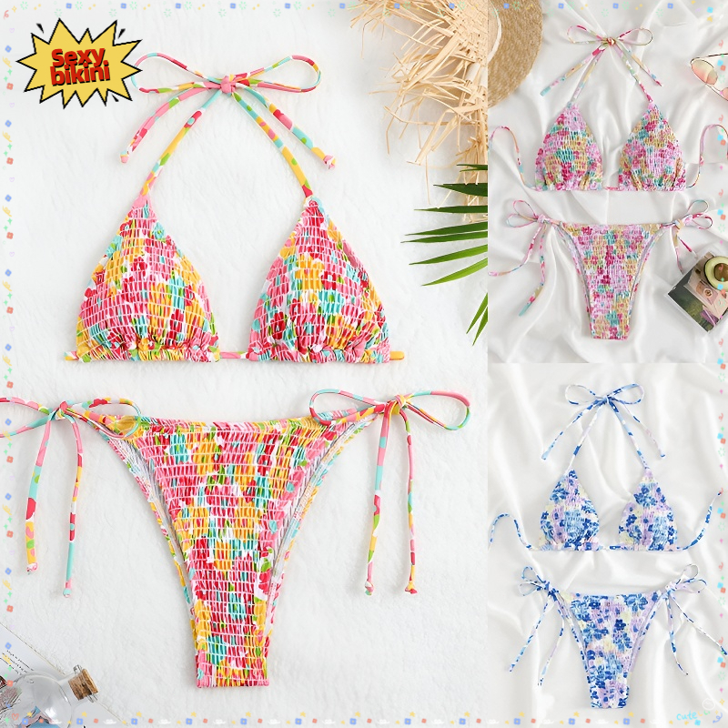 Swift BraTwo piece bikini บิกินี่พิมพ์ลายดอกไม้ รูปที่ 7