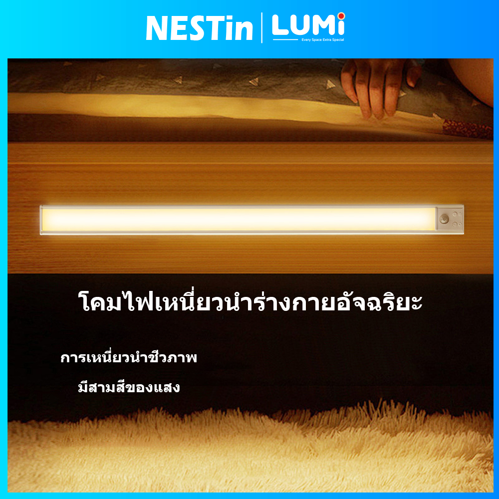 การจัดส่งไทย LED ไฟกลางคืน USB ชาร์จ ตู้และห้องนอน กับโคมไร้สาย เซ็นเซอร์อัตโนมัติ สะดวกและประหยัดพลังงาน.