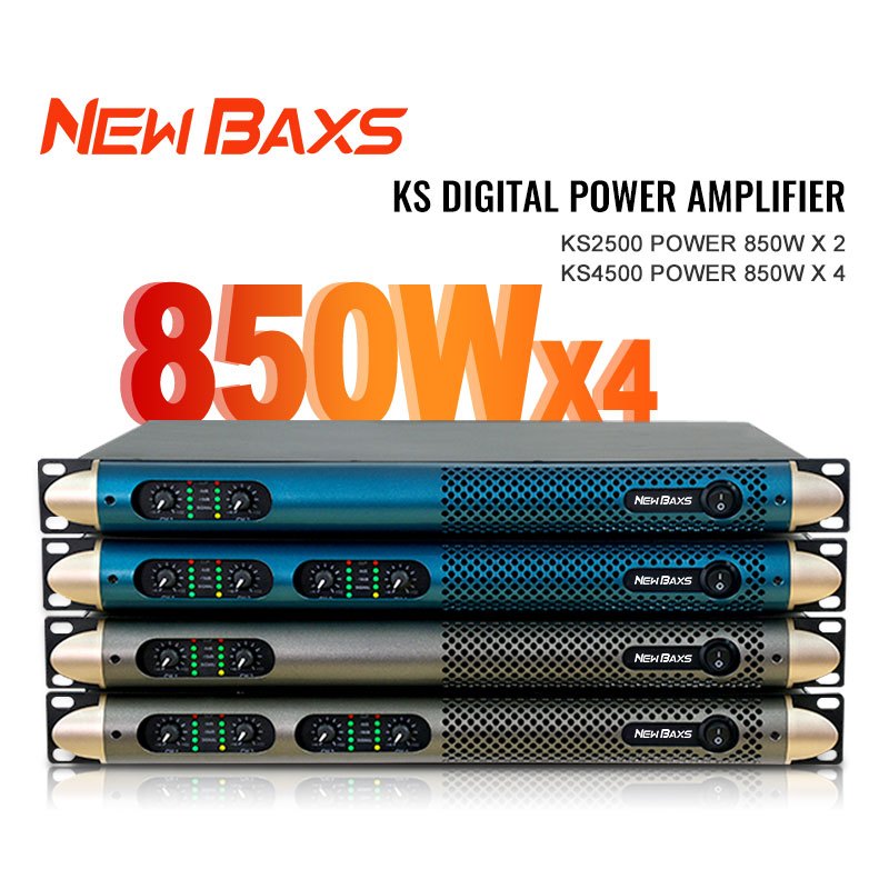 NEW BAXS KS2500/KS4500 เครื่องขยายเสียงดิจิตอล pure power ระดับ 850w2/4 ช่อง KTV stage ลำโพงที่มีประสิทธิภาพลดเสียงรบกวน