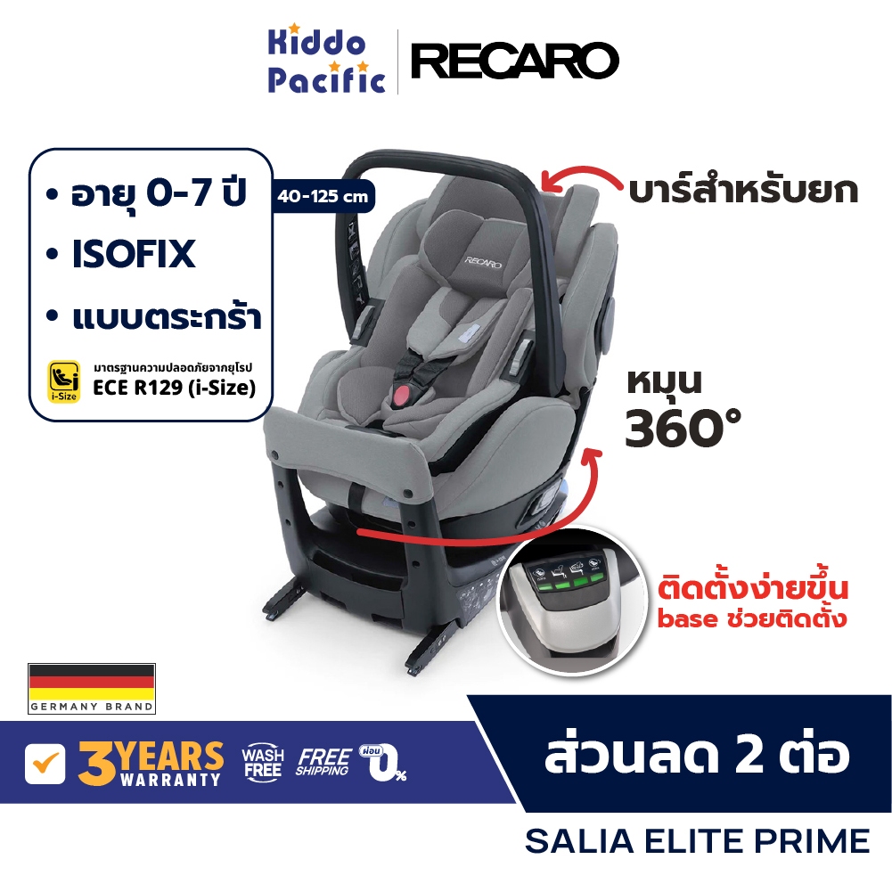 Recaro Salia Elite Prime 360° Car Seat คาร์ซีท เด็กแรกเกิด - 7 ขวบ หมุน 360° บาร์จับยก ติดตั้ง Isofi