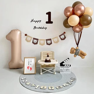 ป้ายตัวเลข ป้าย Happy Birthday ป้ายวันเกิด ป้ายตัวเลขสีน้ำตาล ป้ายแฮปปี้เบิร์ดเดย์ สไตล์มินิมอล