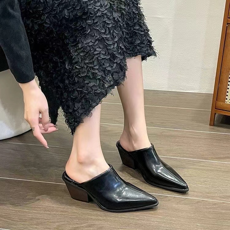 รองเท้าส้นเตารีด หัวแหลม กันลื่น แฟชั่นสําหรับผู้หญิง ไซซ์ 35-42 ราคา ถูกที่สุด ดีลบีเคเค แกลเลอรีภาพที่ 5
