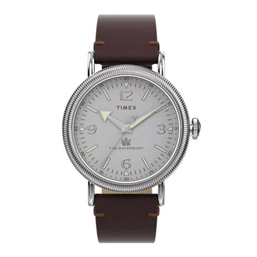 Timex TW2W20300 Waterbury Standard Coin Edge 40mm Leather Strap Watch นาฬิกา นาฬิกาข้อมือ นาฬิกาข้อมือผู้ชาย