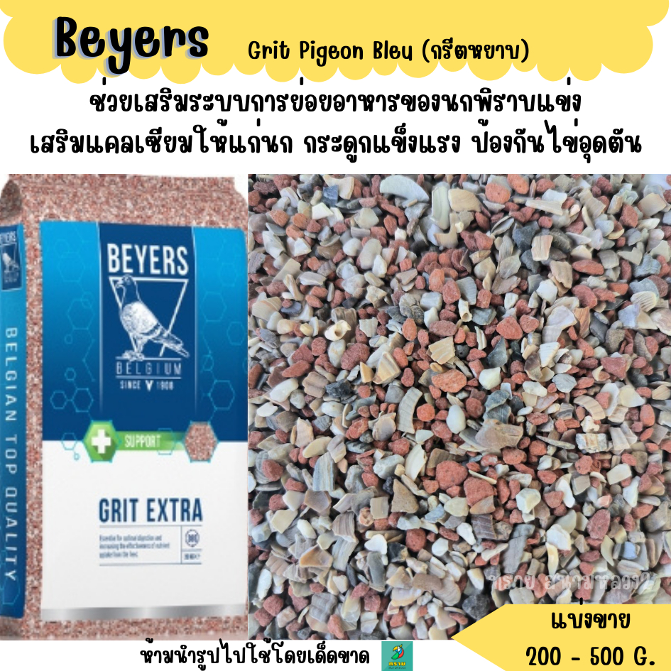 Beyers Grit Pigeon Bleu (grit extra beyers) (แบ่งขาย 200G.) (กรีตหยาบ ช่วยย่อย เสริมแคลเซียม)
