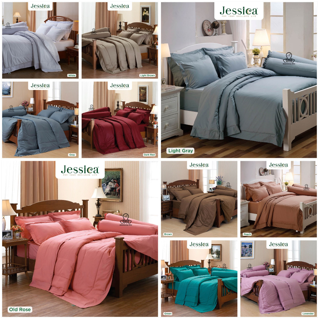 [ มี13 สีให้เลือก ] Jessica ชุดผ้าปูที่นอน 3.5/5/6 ฟุต (ไม่รวมผ้านวม) สีพื้น Plain Color