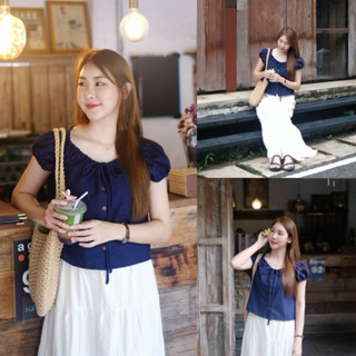 เสื้อผ้าฝ้าย รุ่นเพียงออ แขนตุ๊กตาผูกโบว์