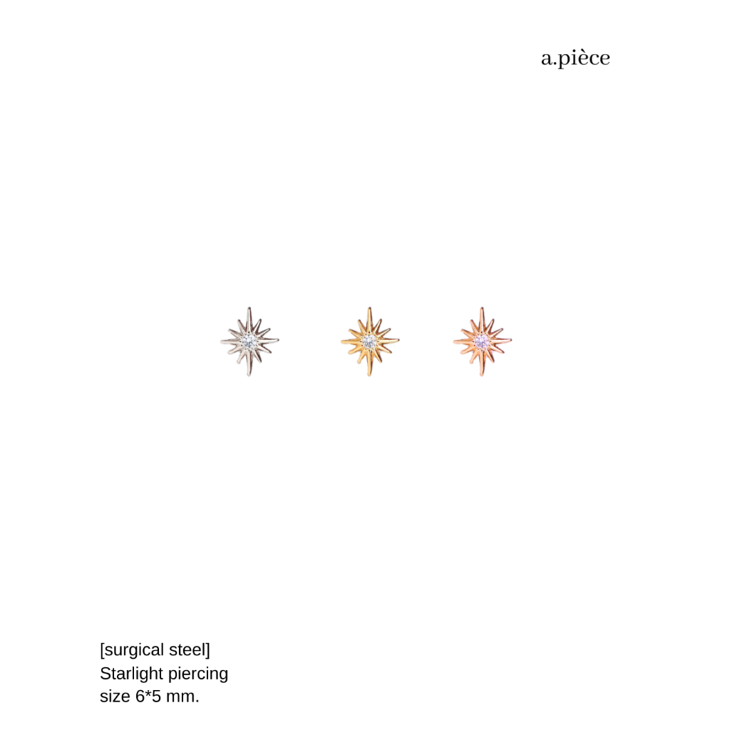 A.piece จิวแสตนเลส [surgical steel] Starlight piercing (ราคาต่อข้าง)